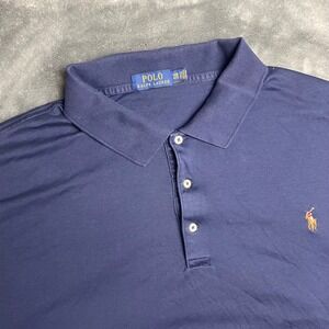 Polo Ralph Lauren Mens Big Tall Navy Blue Short Sleeve Polo Shirt Size 4XB